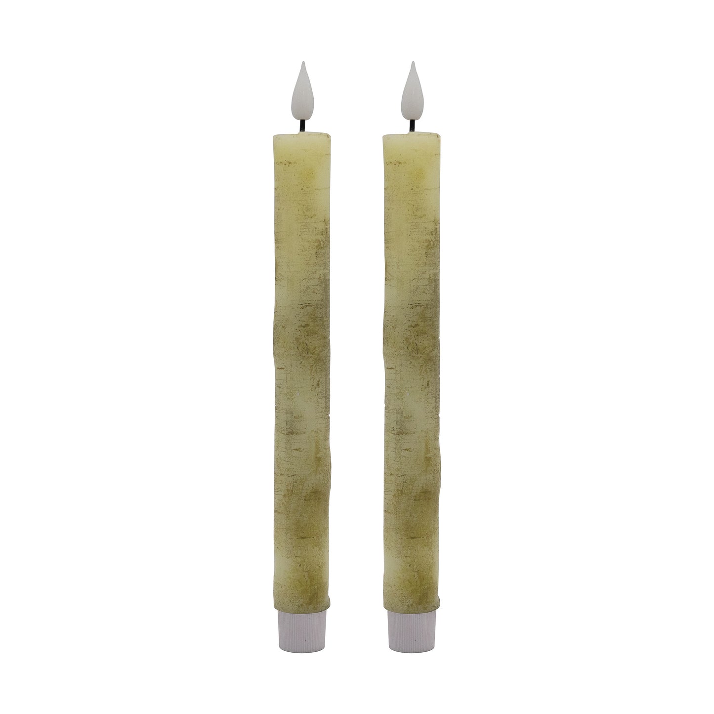 Battery Operated Birch Wood Taper Candles - Set of 2