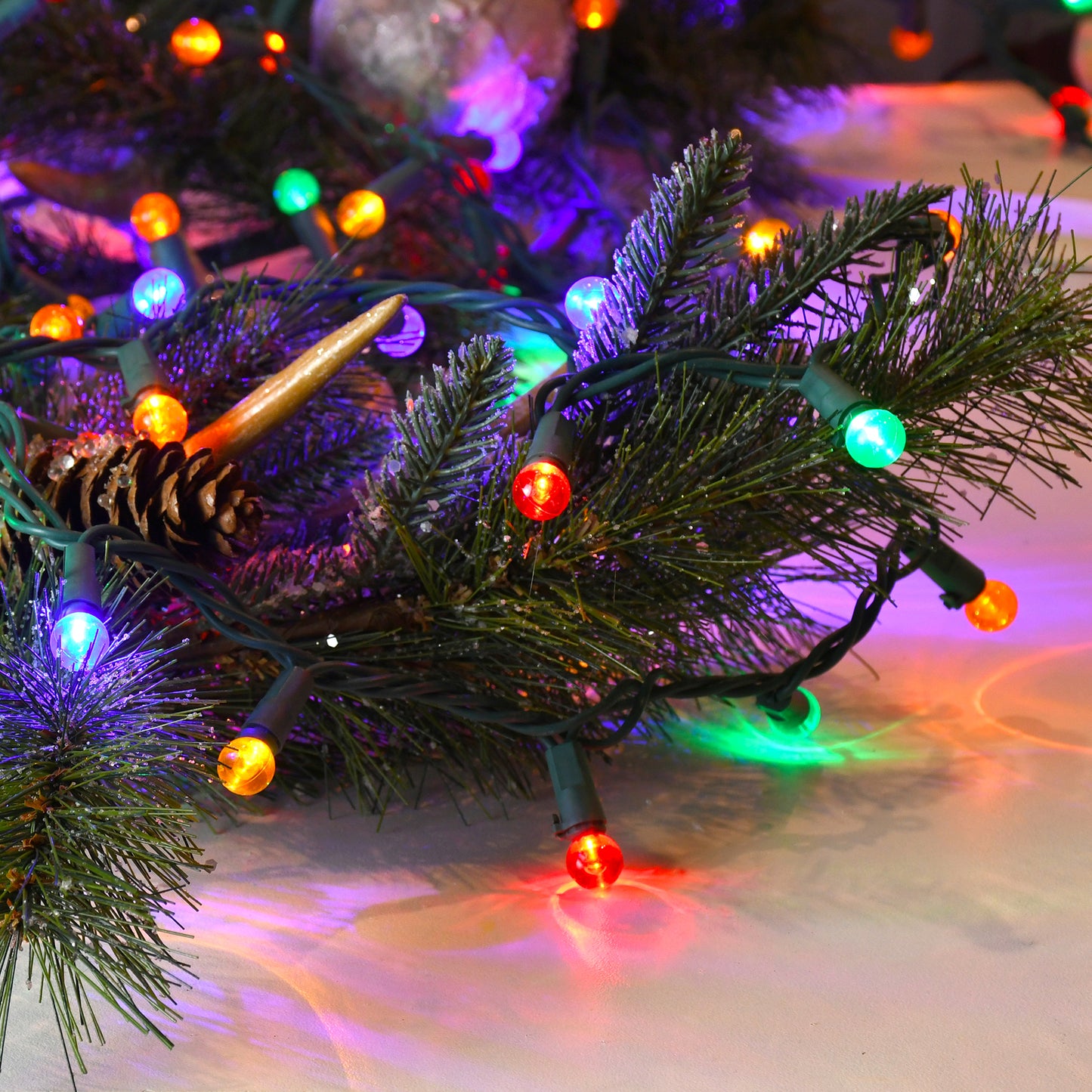 Electric String Lights with Mini Plastic Globes