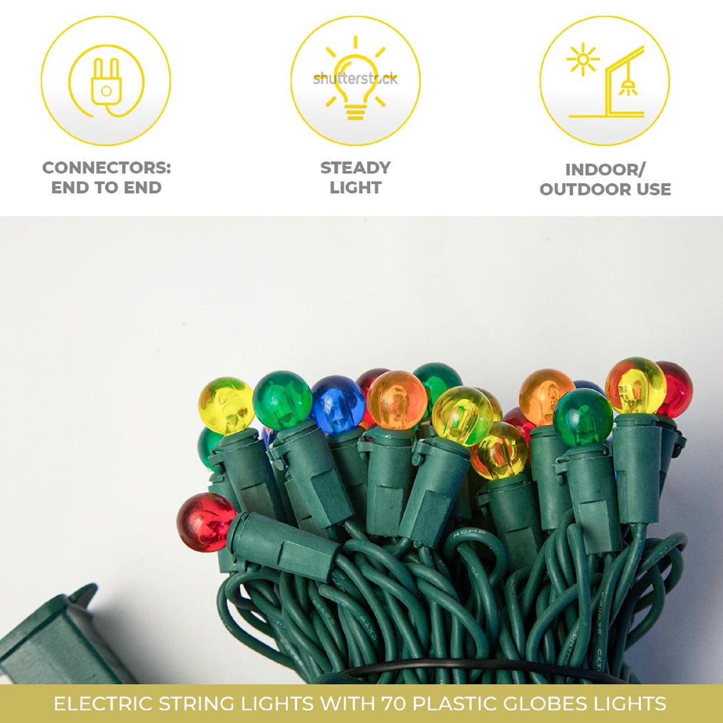 Electric String Lights with Mini Plastic Globes