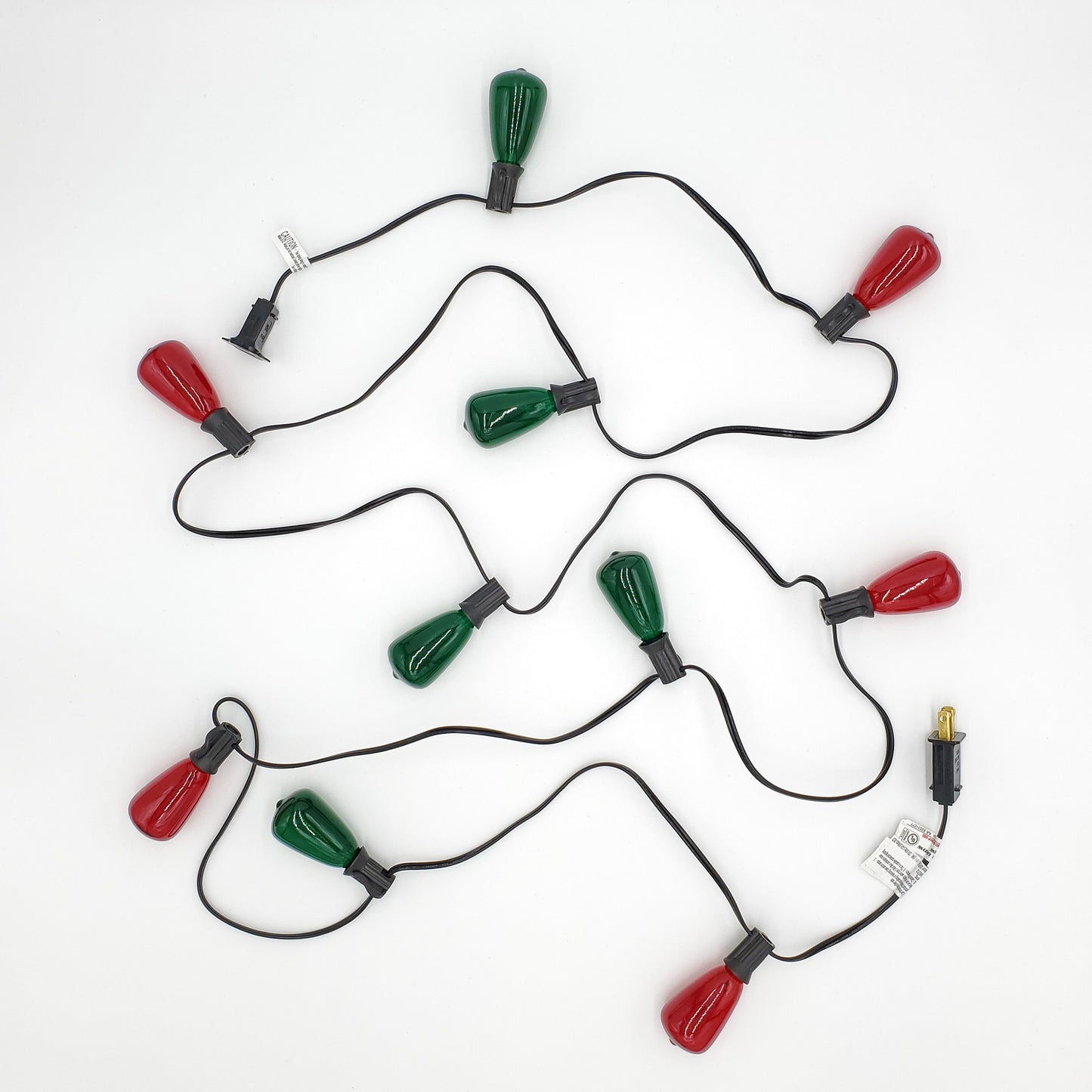 Electric String Lights with 10 Red and Green Edison Bulbs