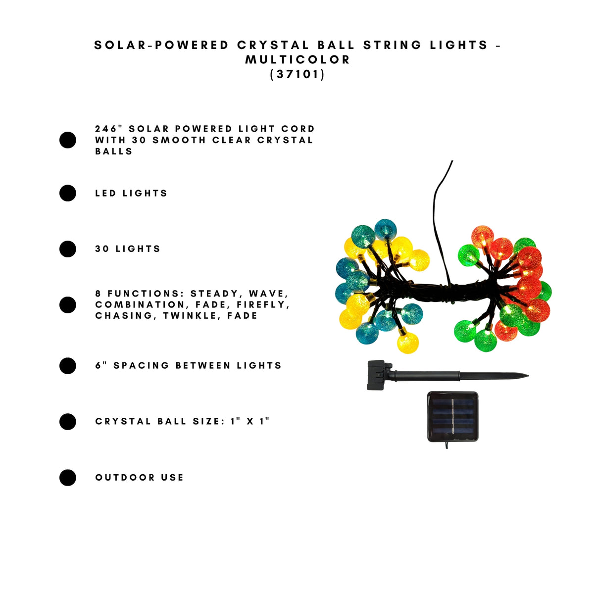 Solar-Powered Crystal Ball String Lights