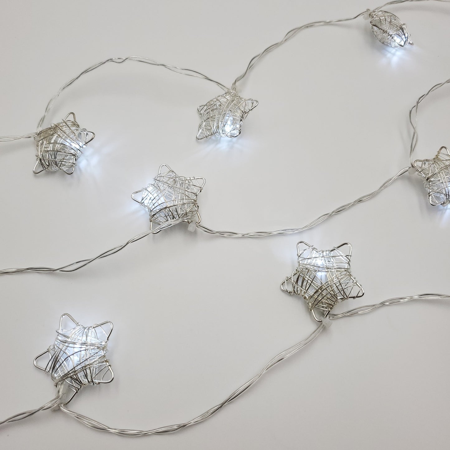 Battery-Operated String Lights with 20 Silver Stars