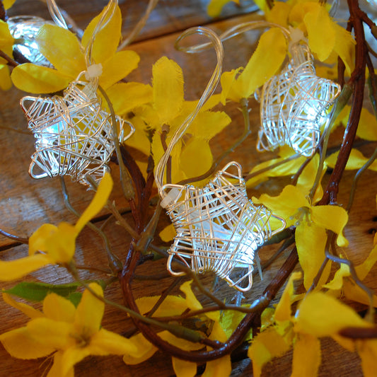 Battery-Operated String Lights with 20 Silver Stars