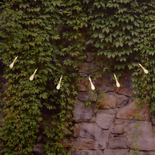 Solar-Powered Crystal Water Drop String Lights