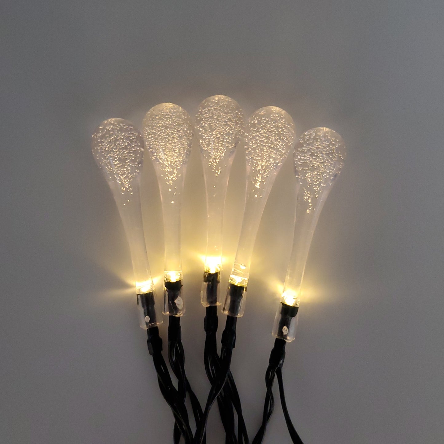 Solar Powered Crystal Water Drop String Lights - Soft White