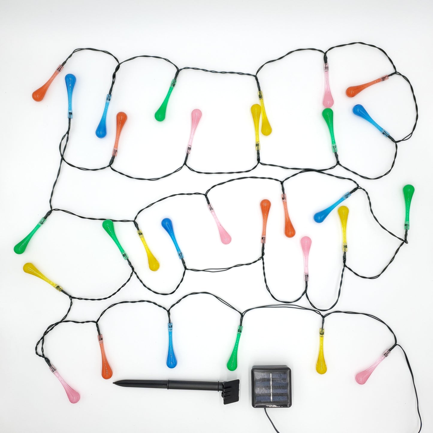 Solar Powered Crystal Water Drop String Lights - Multicolor