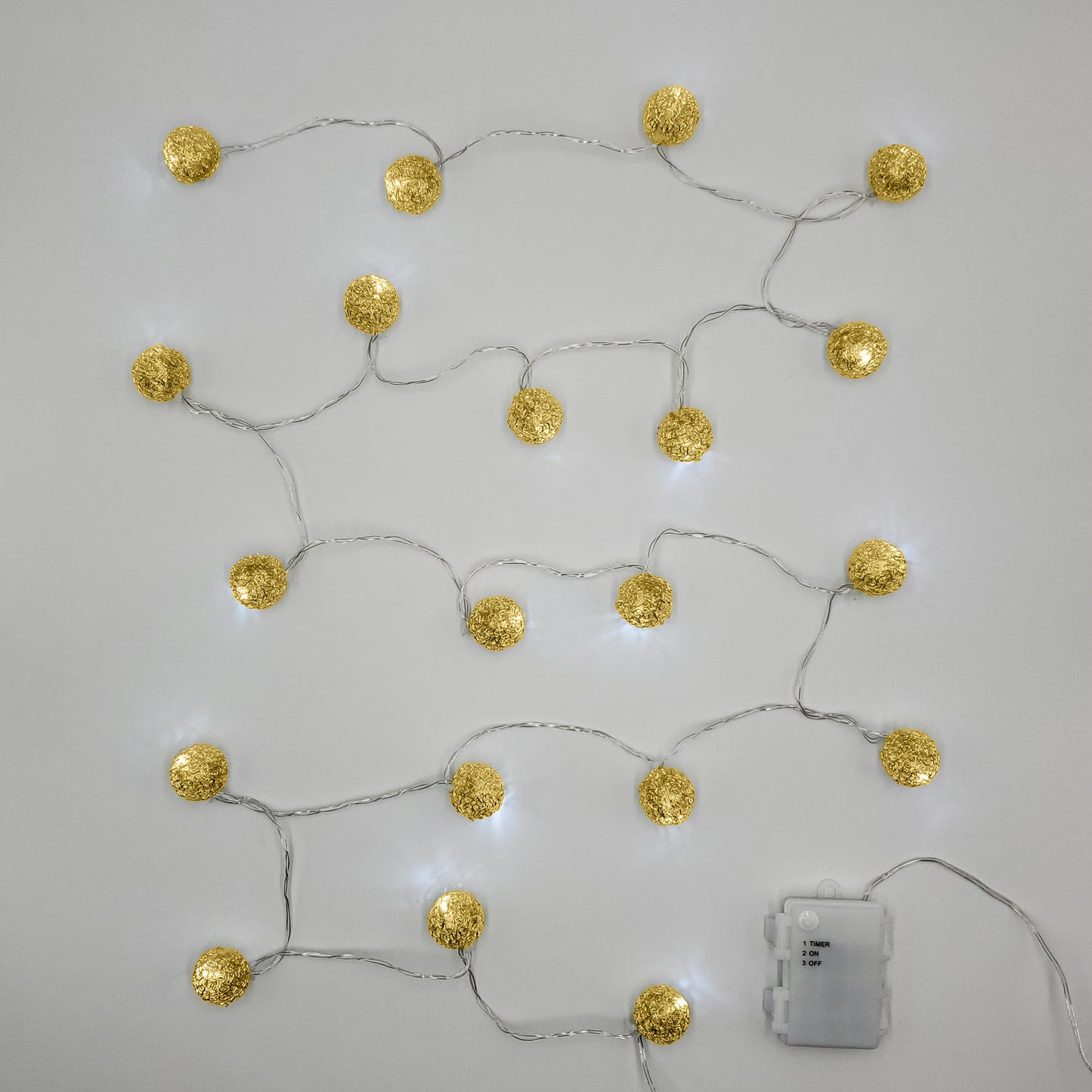 Battery-Operated String Lights with 20 Gold Balls