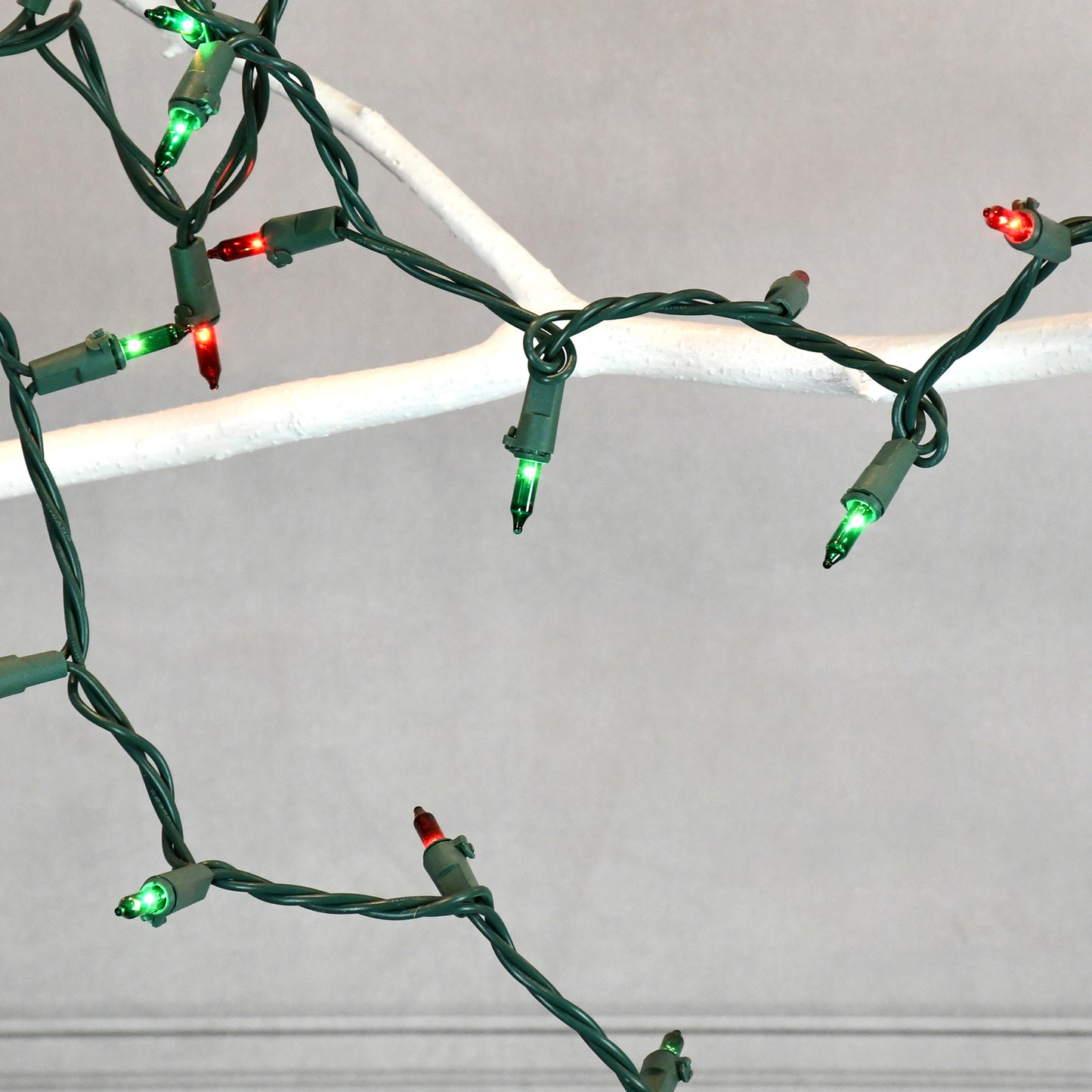 Electric Mini String Lights with 100 Red and Green Bulbs - Set of 2