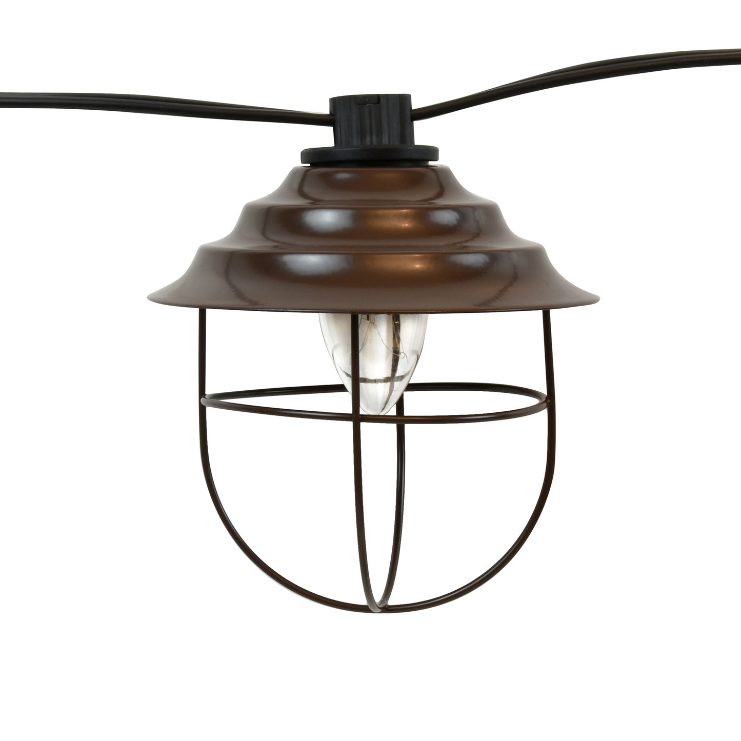 Electric Café String Lights with 10 Bronze Metal Shades