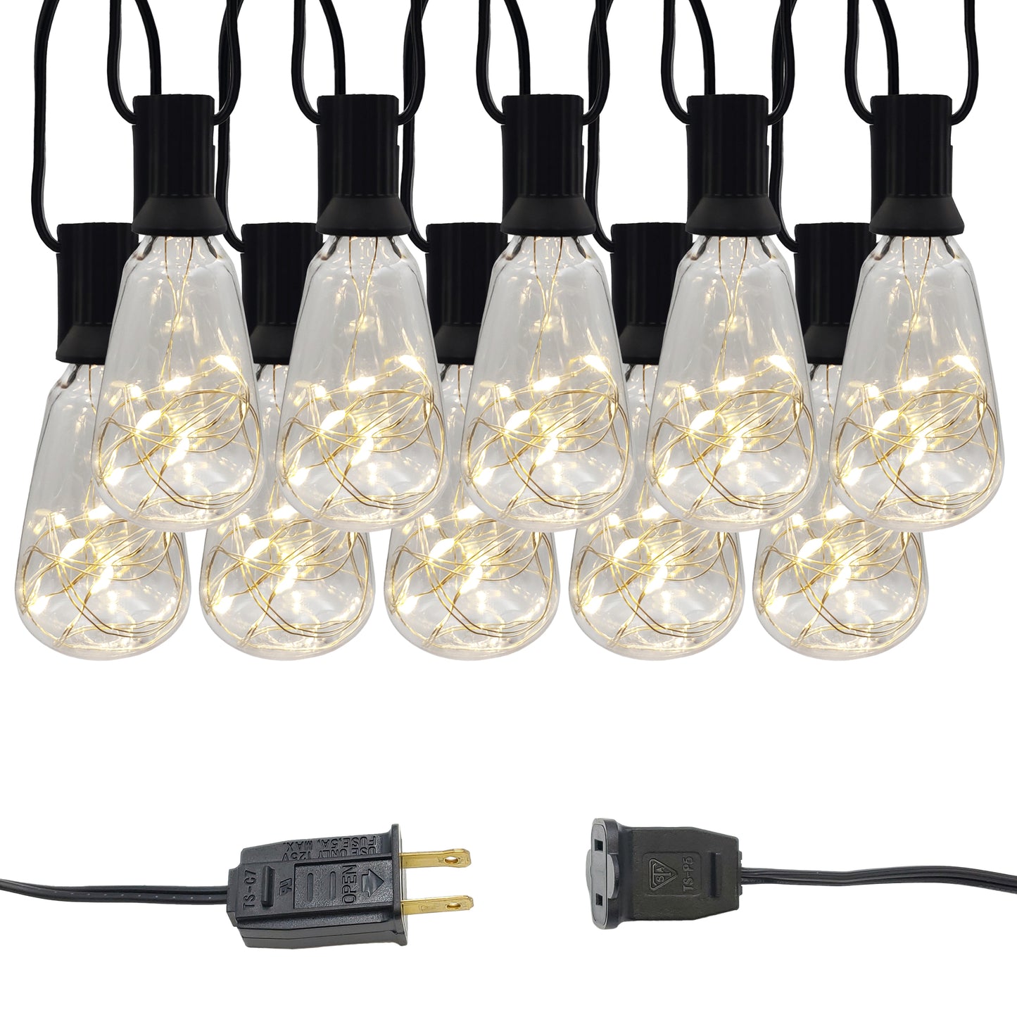 Electric Edison String Lights with Warm White Fairy Lights