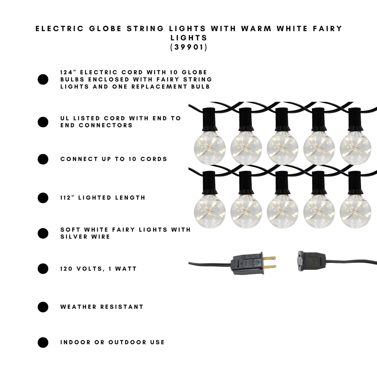 Electric Globe String Lights with Warm White Fairy Lights