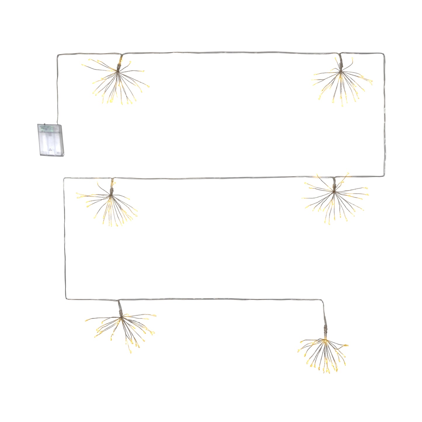 Battery-Operated Starburst Garland String Lights with White LED Lights