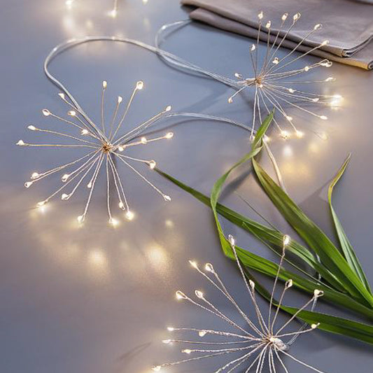 Battery-Operated Starburst Garland String Lights with White LED Lights