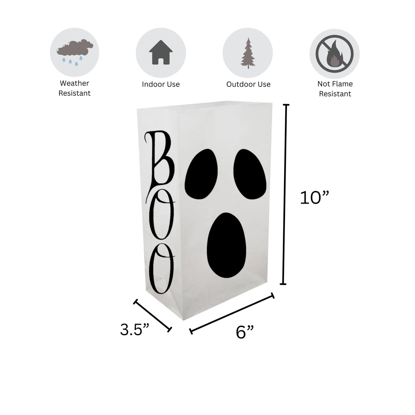 Plastic Luminaria Bags, Ghost - Set of 12