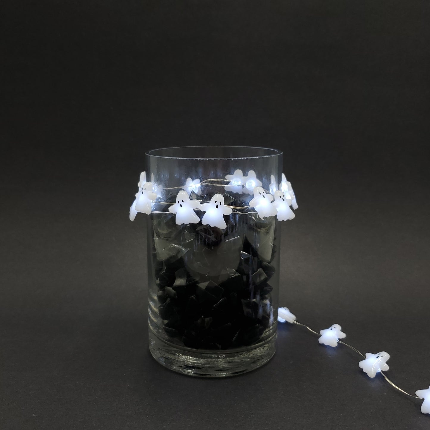 Battery-Operated LED Fairy String Lights with Ghost Motif - Set of 2