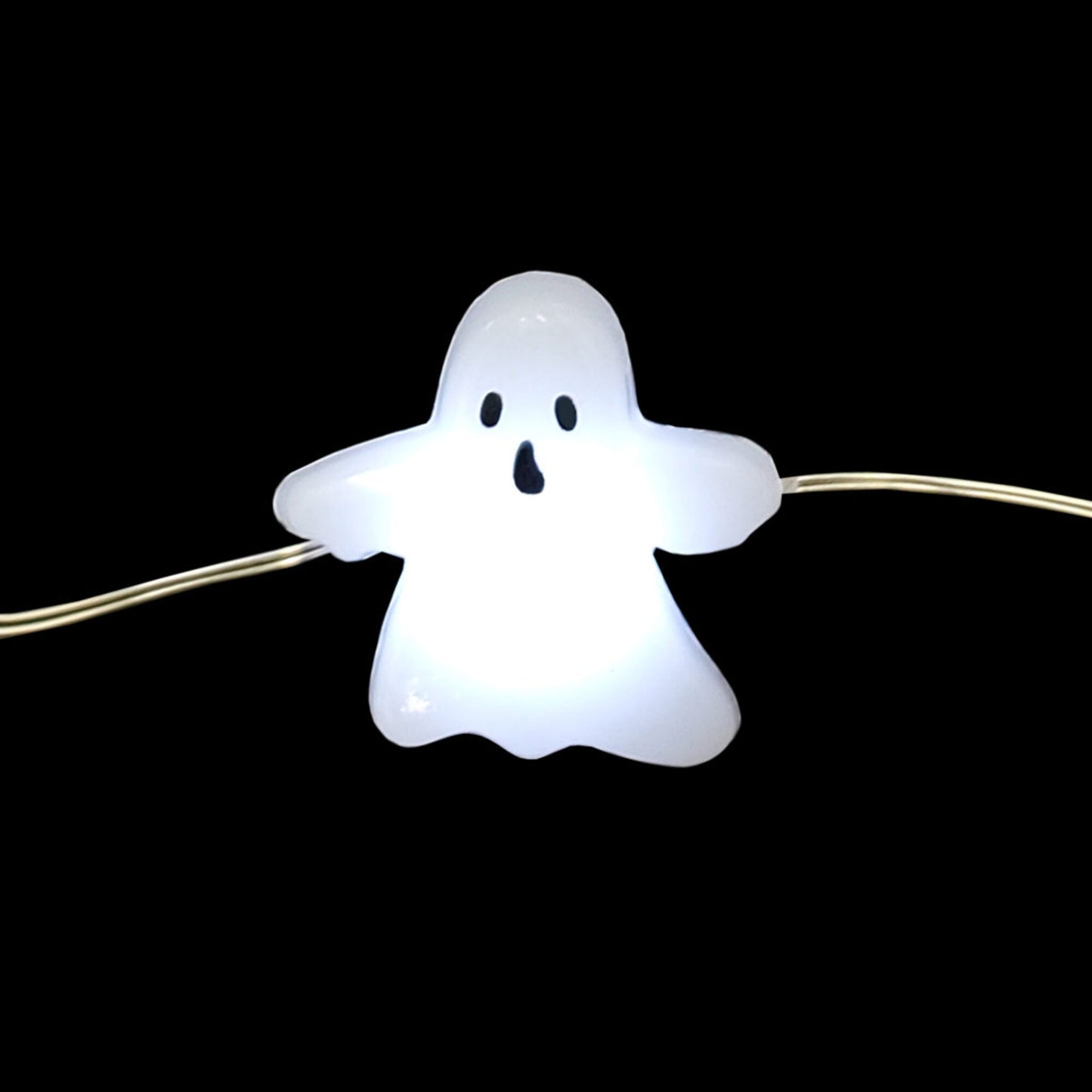 Battery-Operated LED Fairy String Lights with Ghost Motif - Set of 2