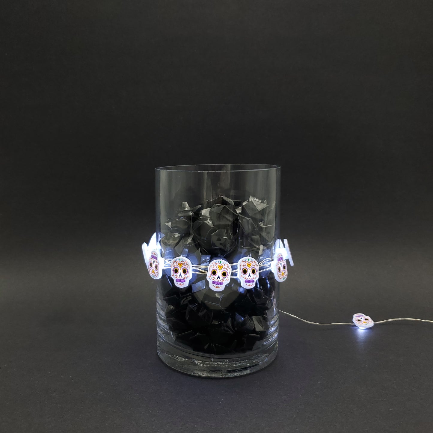 Battery-Operated LED Fairy String Lights with Sugar Skull Motif - Set of 2