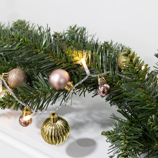 Battery-Operated String Lights with Christmas Ornaments