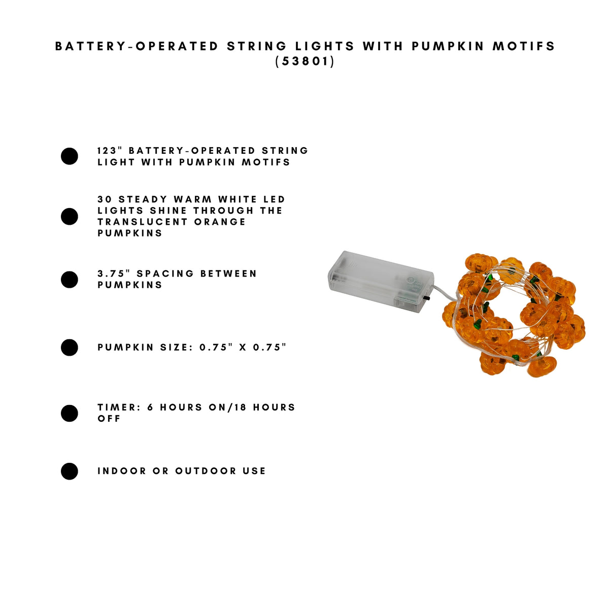 Battery-Operated String Lights with Pumpkin Motifs