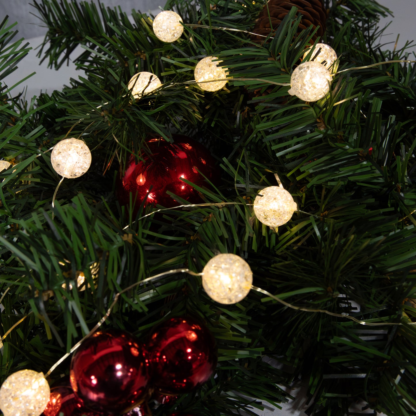 Battery Operated Mini String Light with Crackle Globes - Set of 2