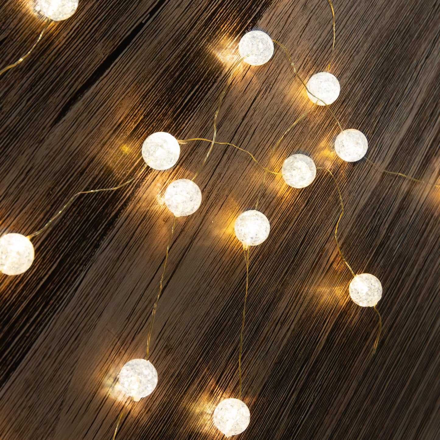 Battery Operated Mini String Light with Crackle Globes - Set of 2