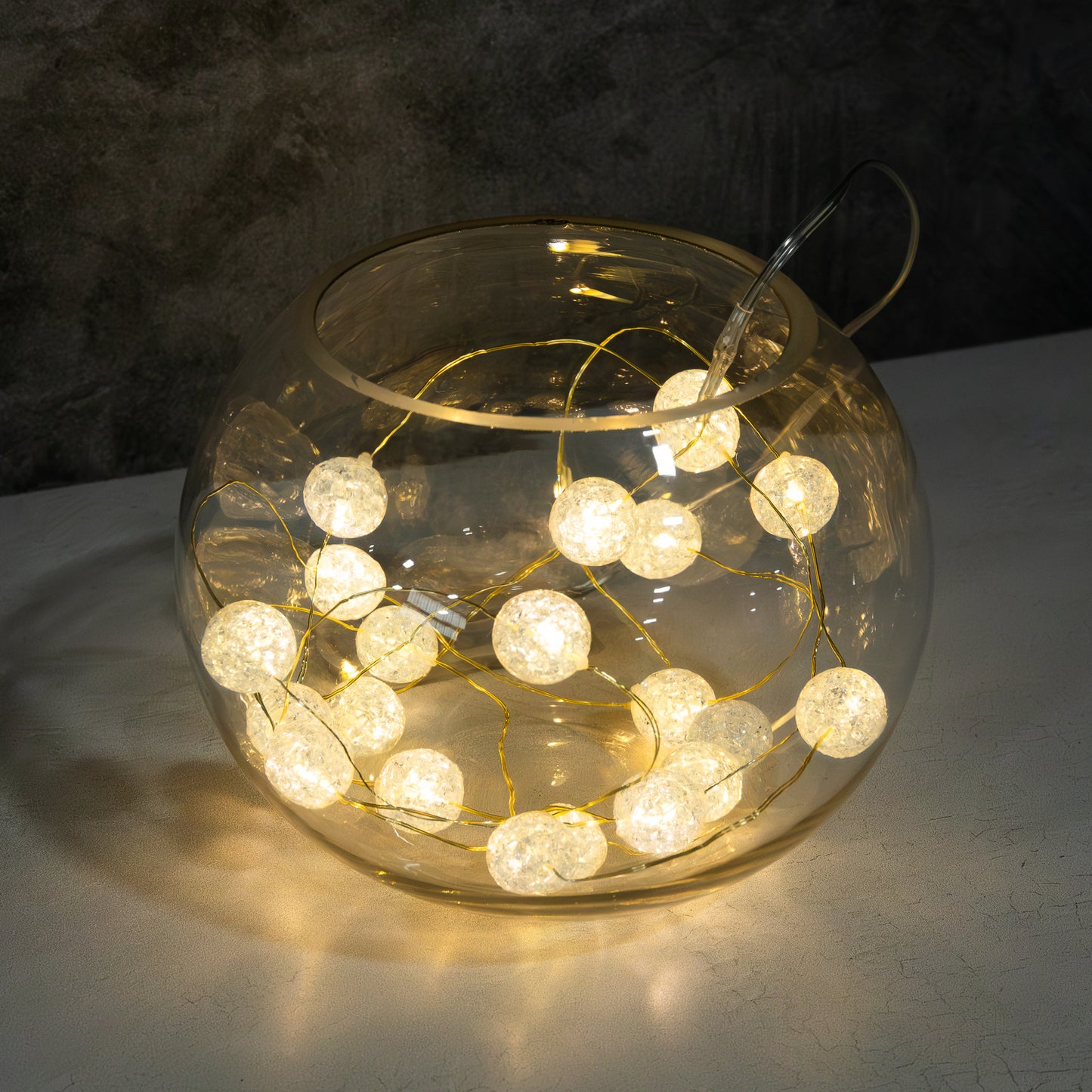 Battery Operated Mini String Light with Crackle Globes - Set of 2
