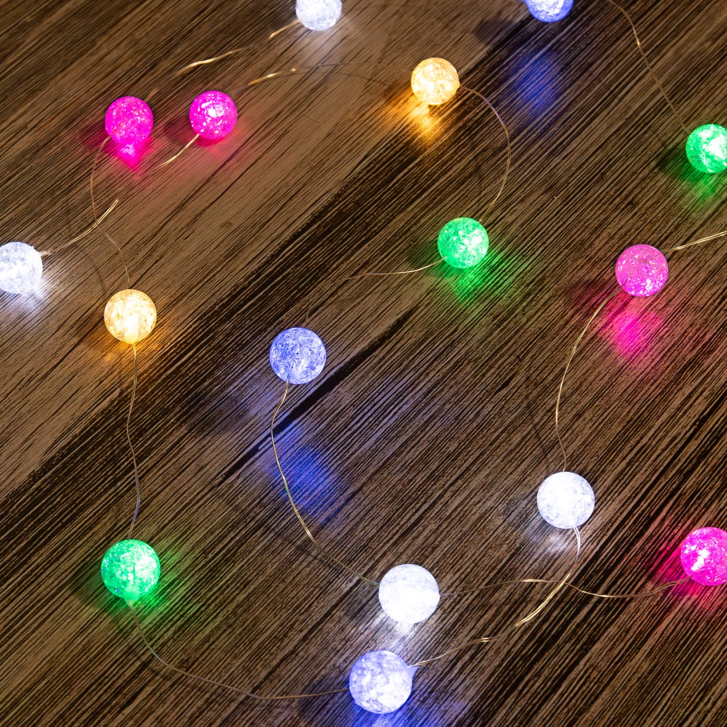 Battery Operated Mini String Light with Crackle Globes - Set of 2