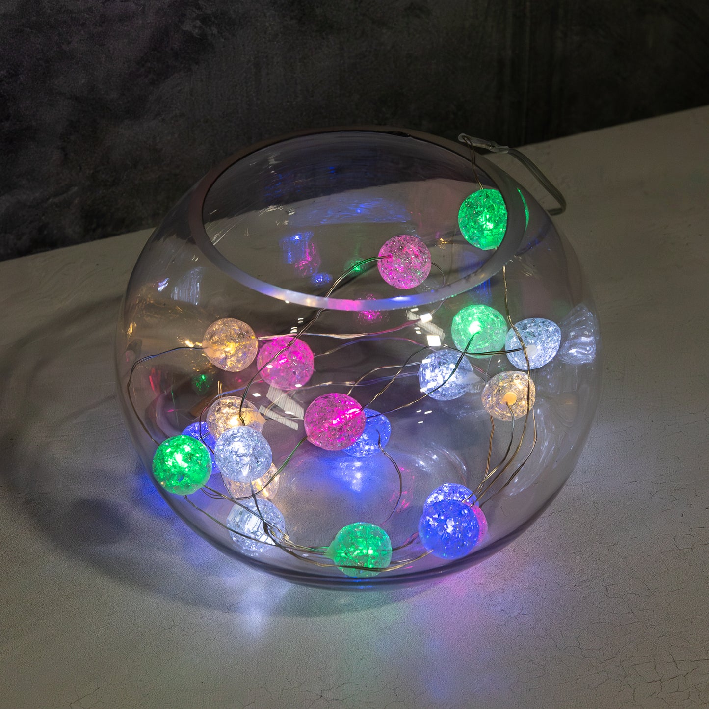 Battery Operated Mini String Light with Crackle Globes - Set of 2