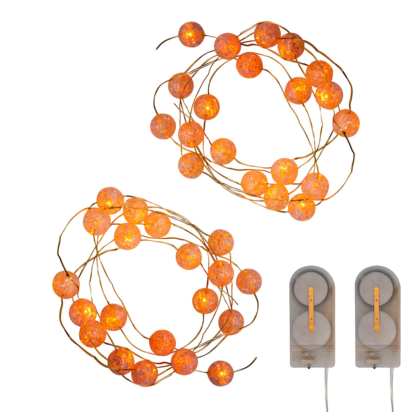 Battery Operated Mini String Light with Crackle Globes - Set of 2