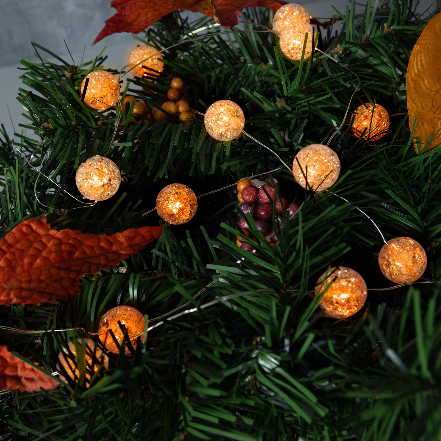 Battery-Operated Mini String Lights with Crackle Globes - Set of 2