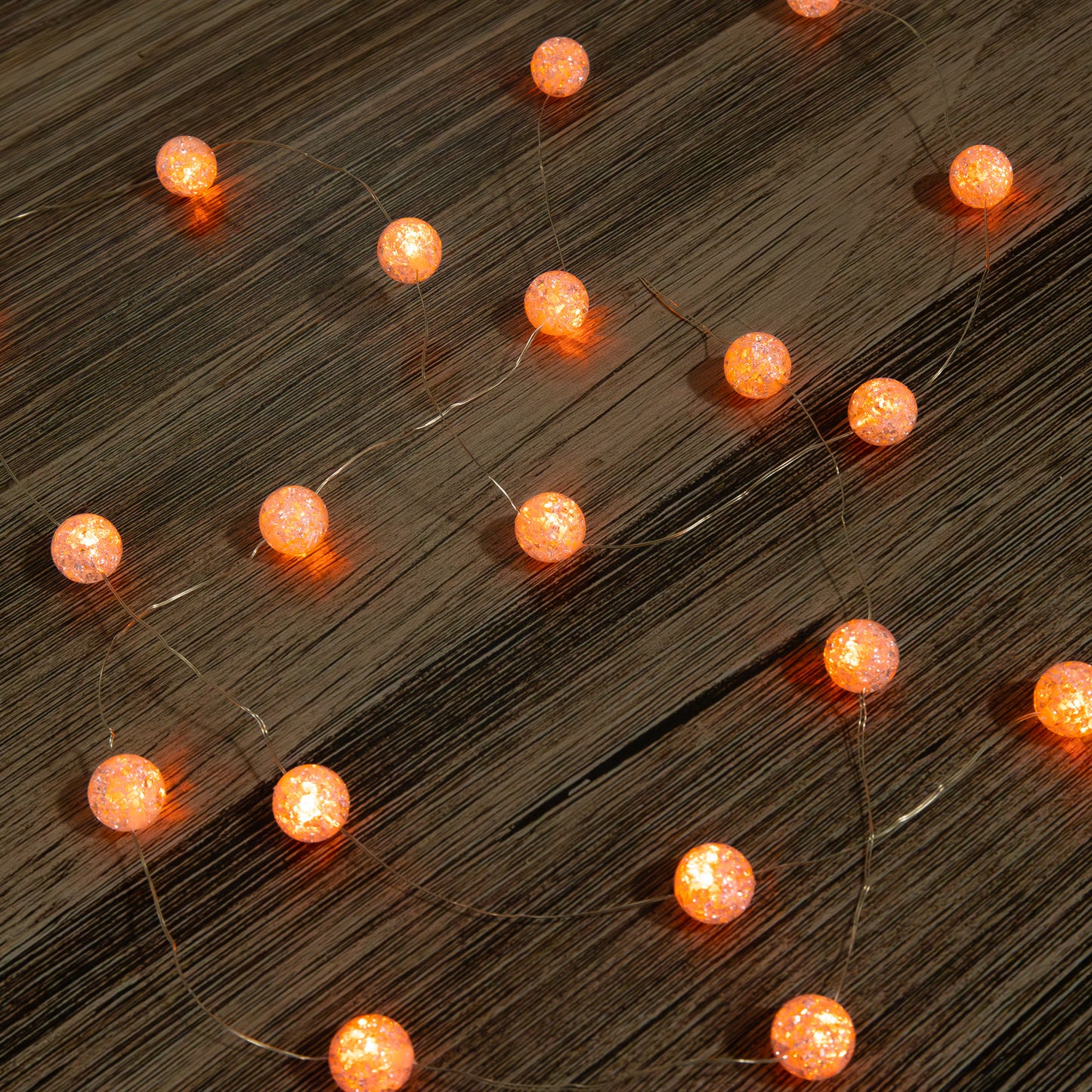 Battery Operated Mini String Light with Crackle Globes - Set of 2