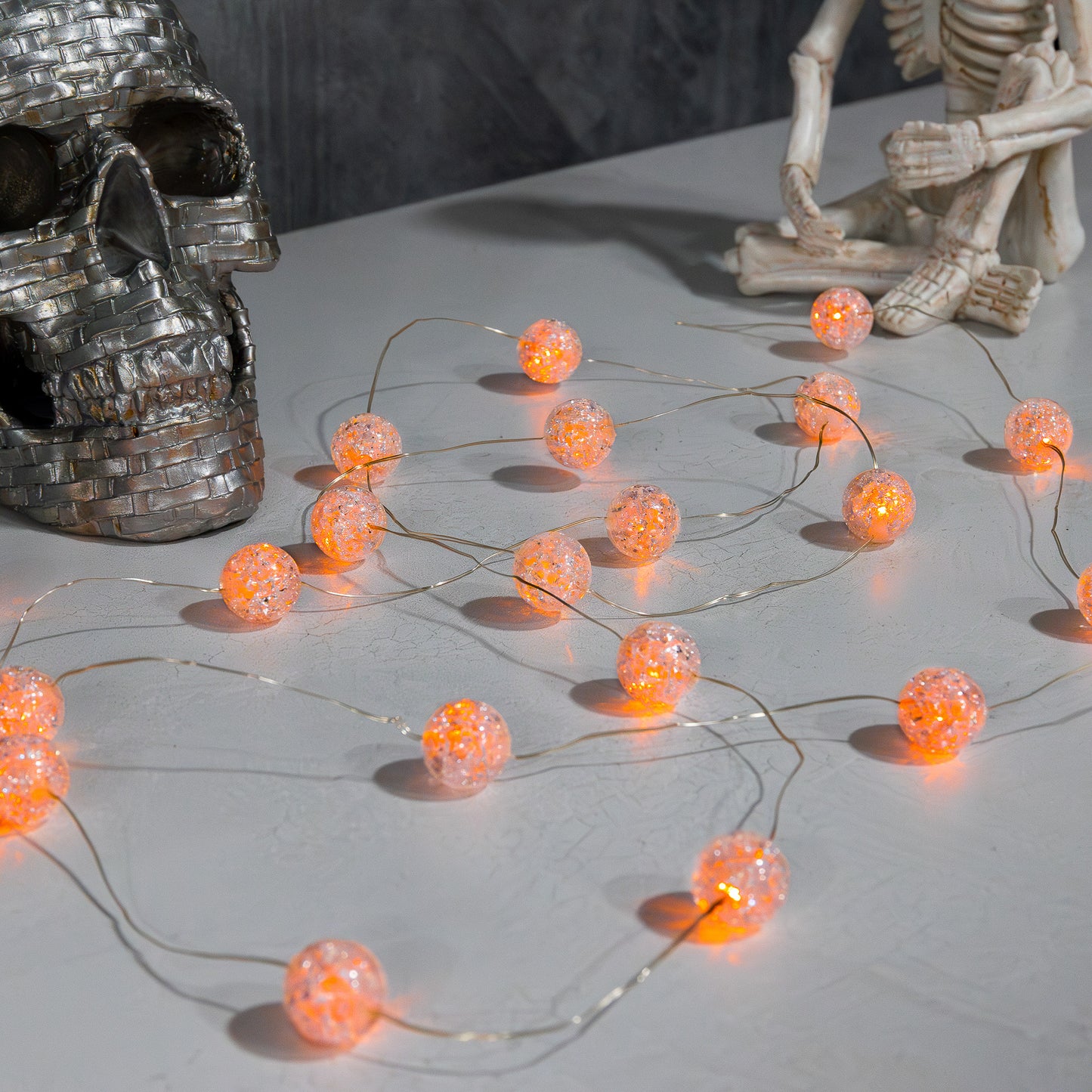 Battery Operated Mini String Light with Crackle Globes - Set of 2