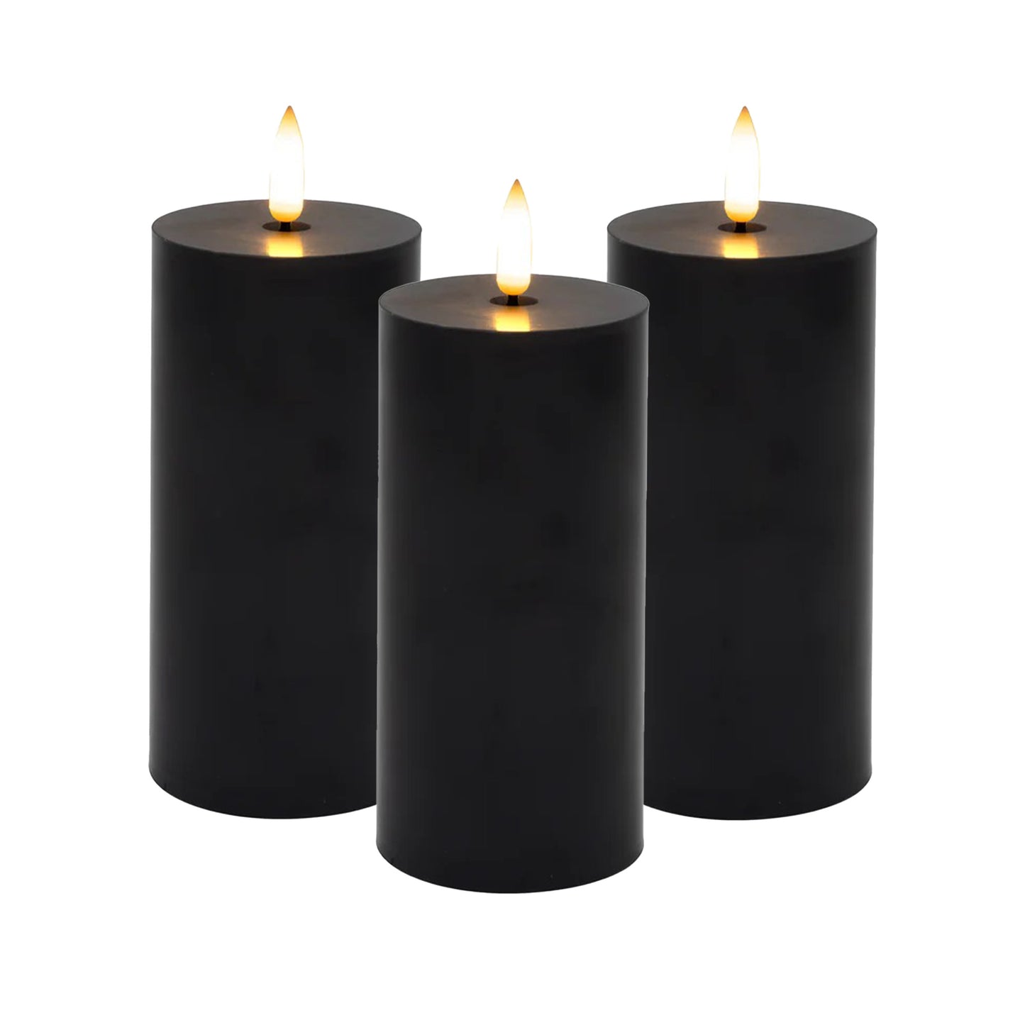 Battery-Operated 3D-Wick Pillar Candles - Set of 3