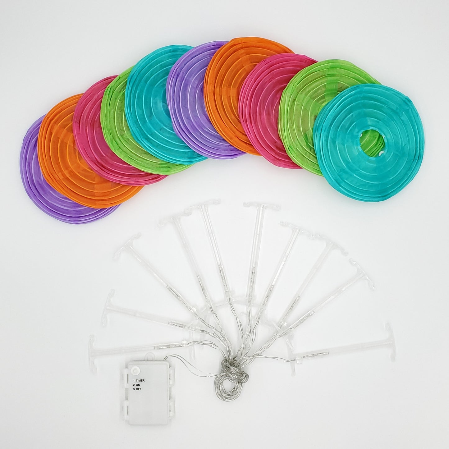 Battery-Operated String Lights with 10 Nylon Lanterns