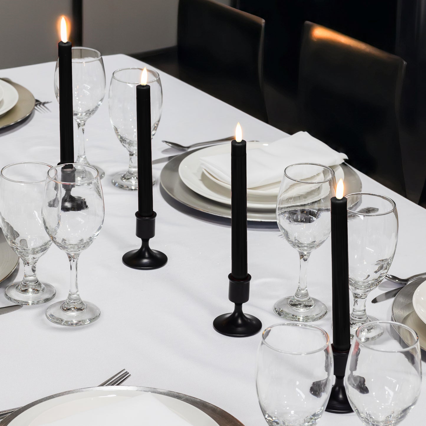 Battery-Operated 3D Wick Flame Taper Candles - Set of 4