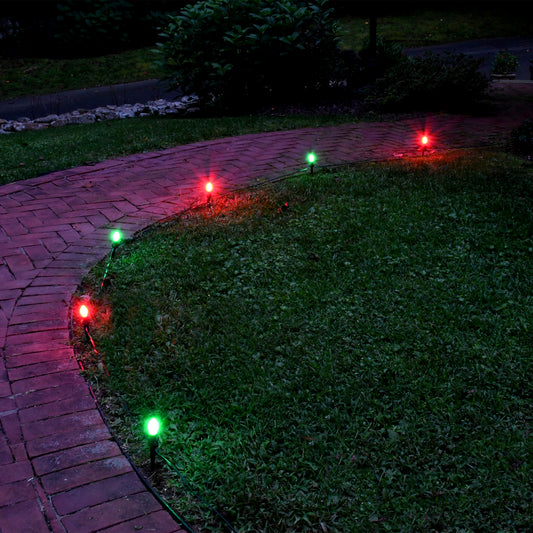 Electric Pathway Lights with 8 Red and Green LED Bulbs