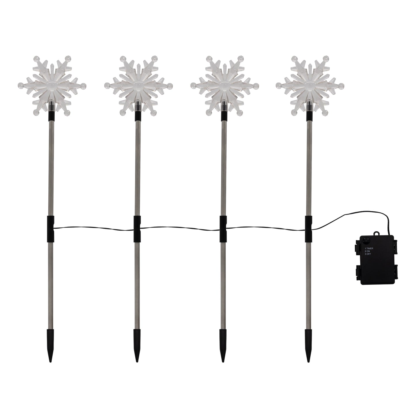 Battery Operated Snowflake Yard Lights - Set of 4