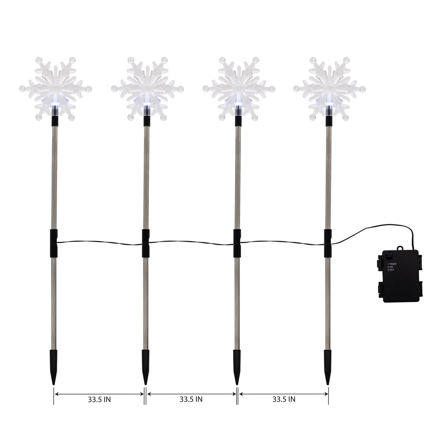 Battery Operated Snowflake Yard Lights - Set of 4