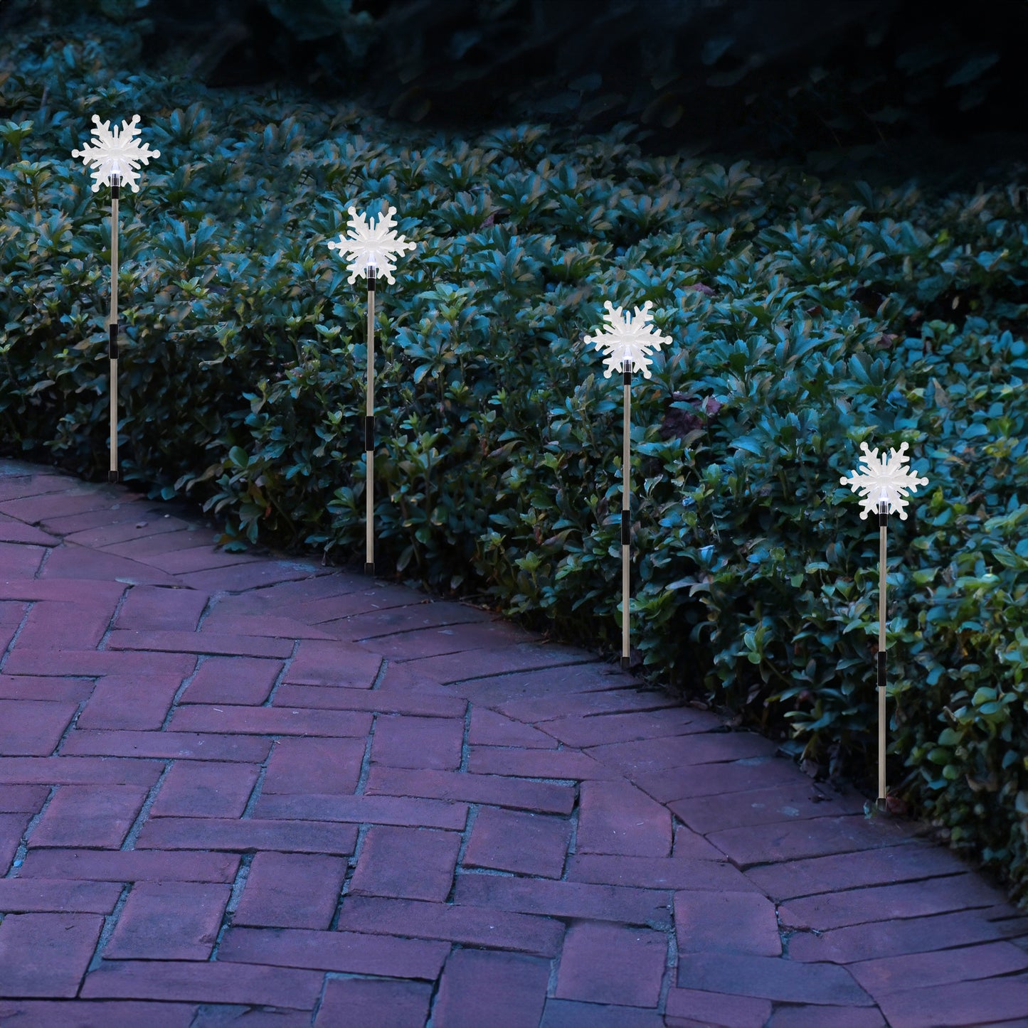 Battery Operated Snowflake Yard Lights - Set of 4
