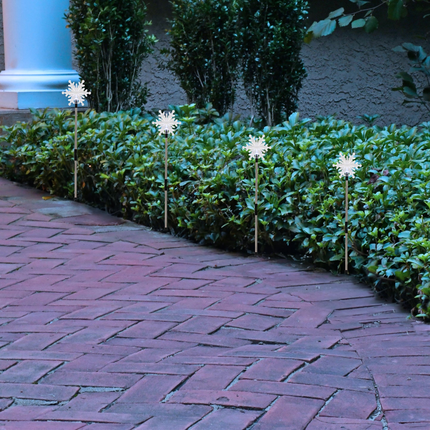 Battery Operated Snowflake Yard Lights - Set of 4