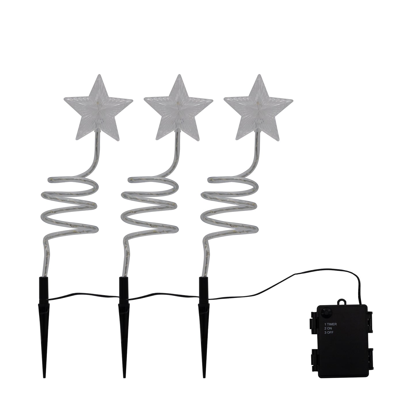 Battery-Operated Spiral Star Yard Lights - Set of 3