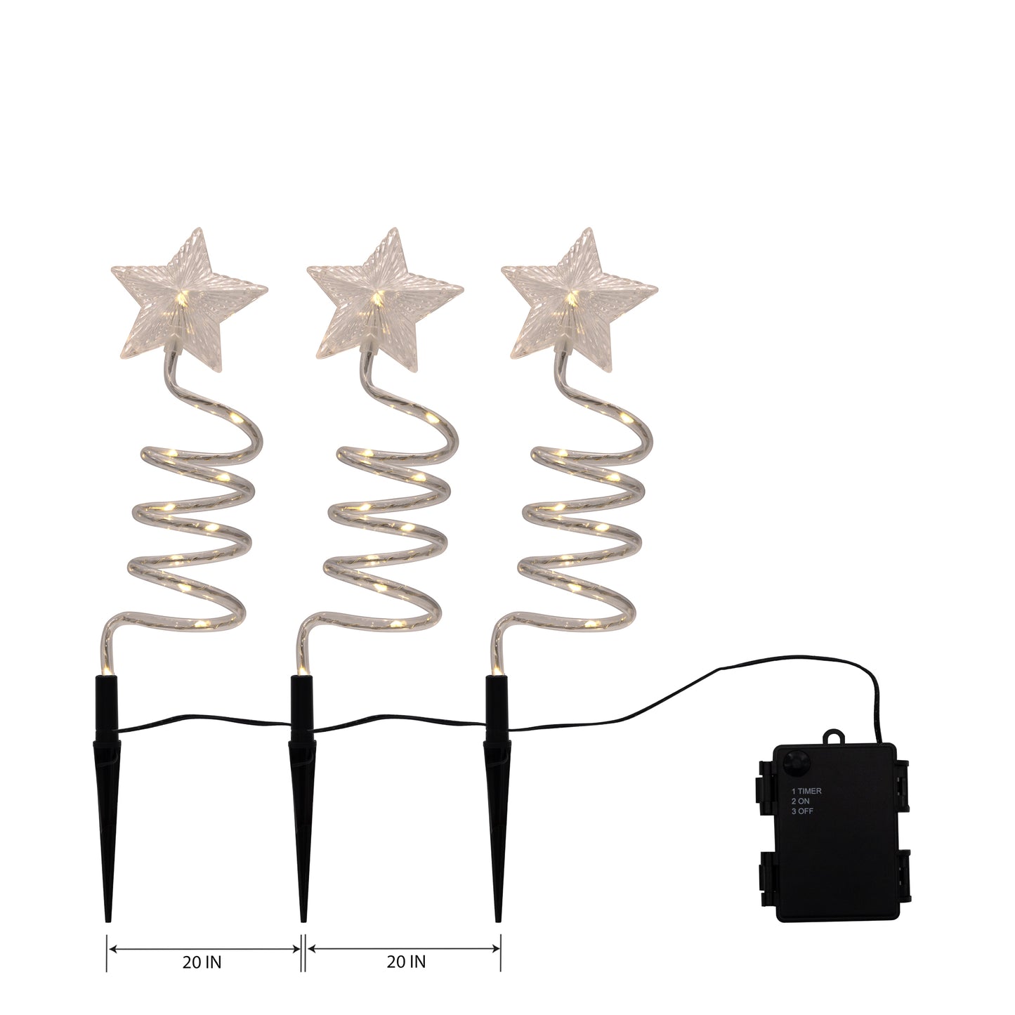 Battery-Operated Spiral Star Yard Lights - Set of 3