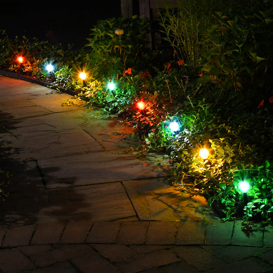 Solar-Powered Pathway Lights with 8 Globe Bulbs