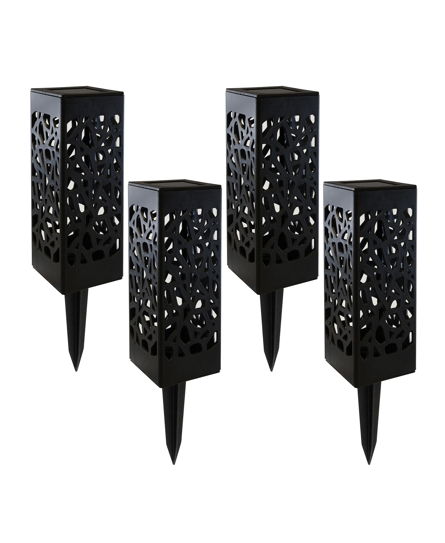 Solar-Powered Garden/Tabletop Lights, Black - Set of 4