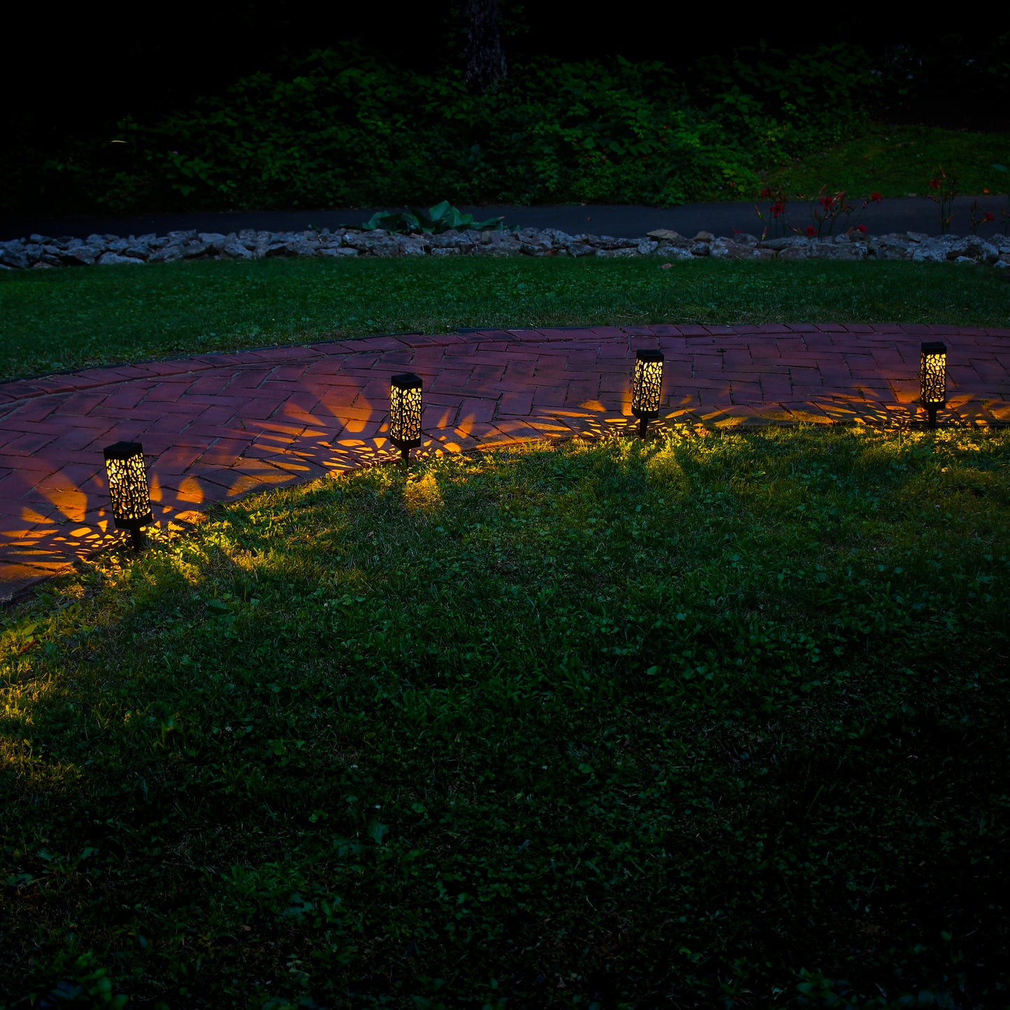 Solar-Powered Garden/Tabletop Lights, Black - Set of 4