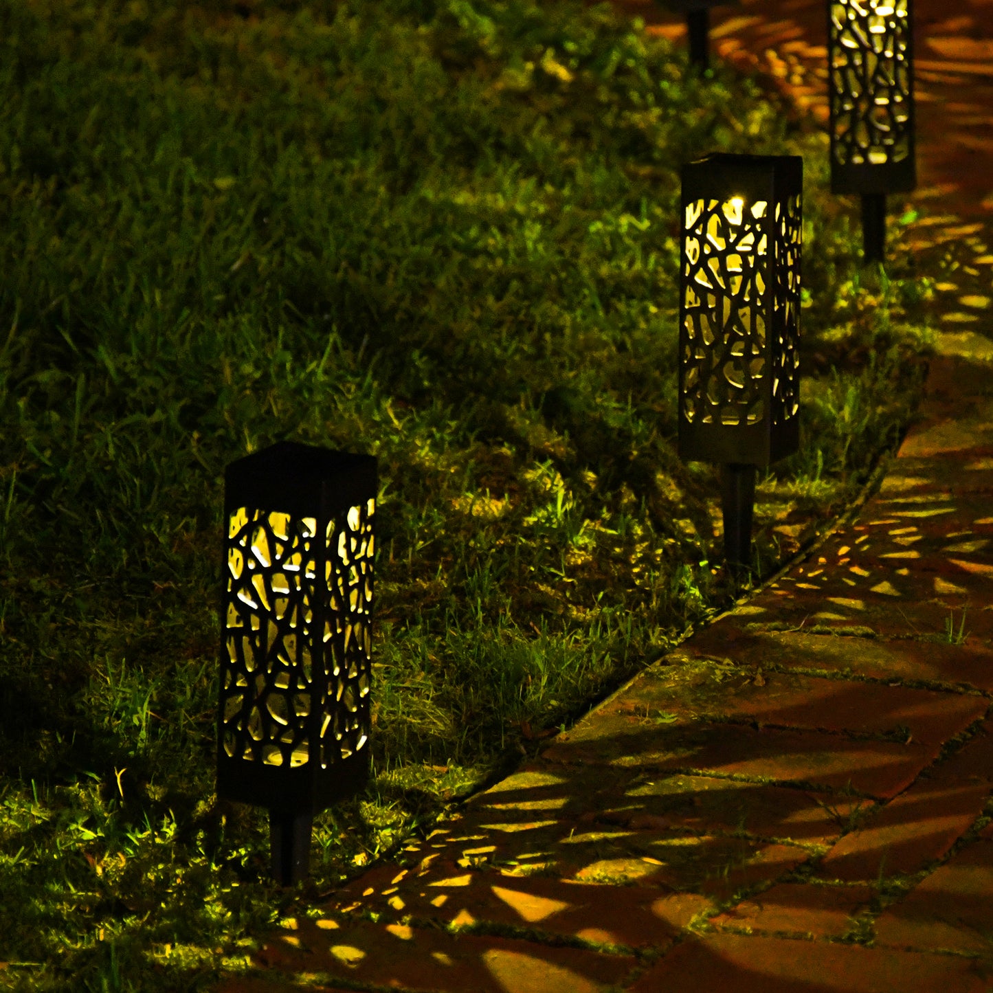Solar-Powered Garden/Tabletop Lights, Black - Set of 4