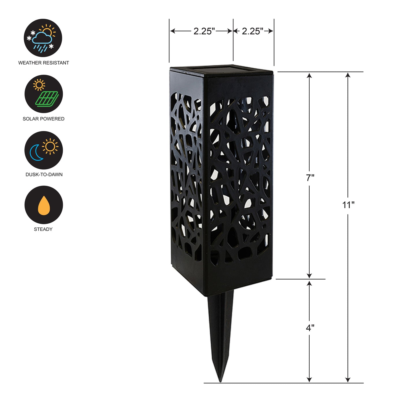 Solar-Powered Garden/Tabletop Lights, Black - Set of 4