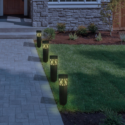 Solar-Powered Garden Lights, Black - Set of 4