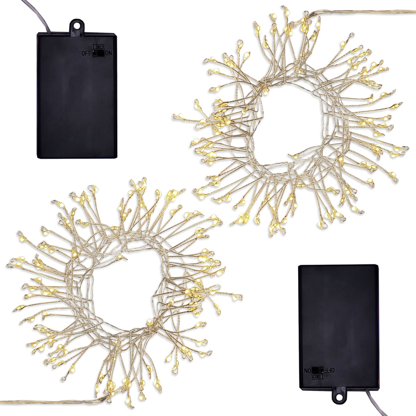 Battery-Operated LED Firecracker Fairy String Lights - Set of 2