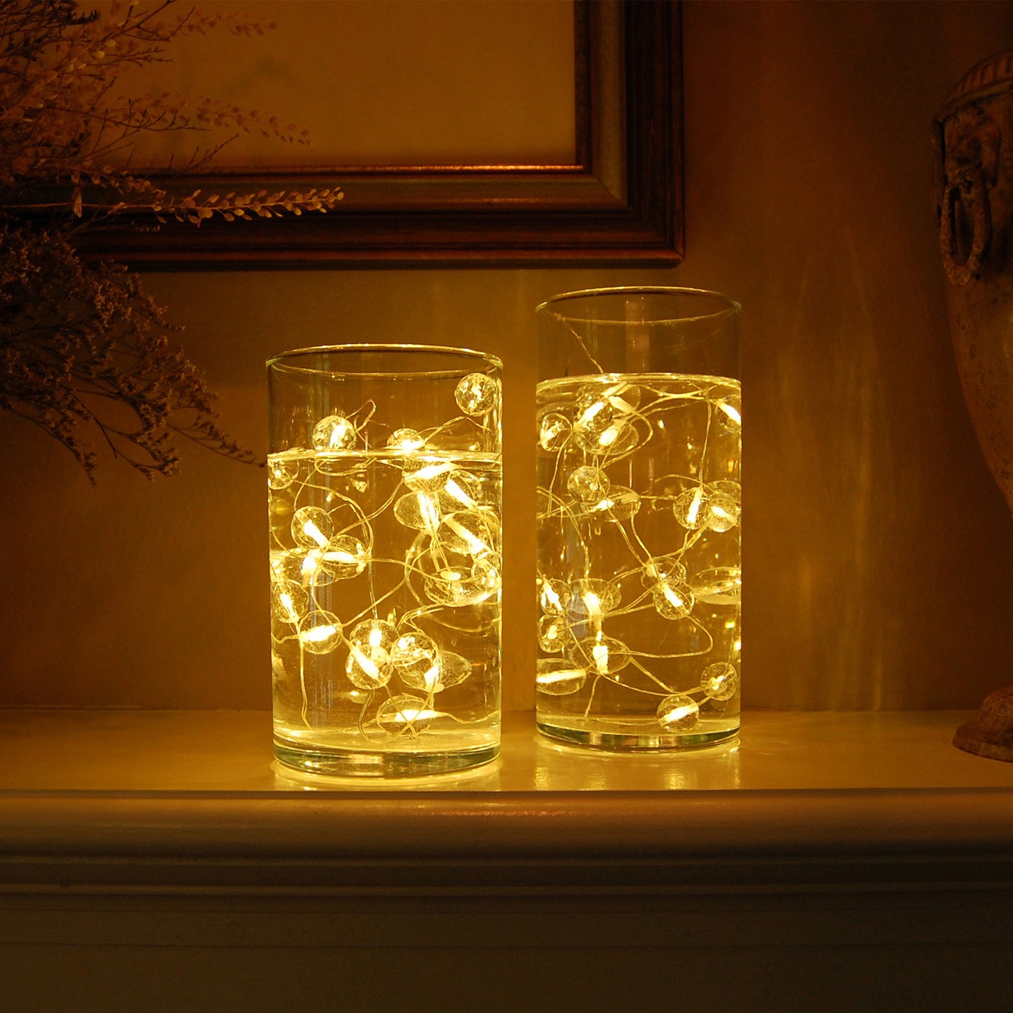 Battery-Operated Mini String Lights with Crystal Balls - Set of 2